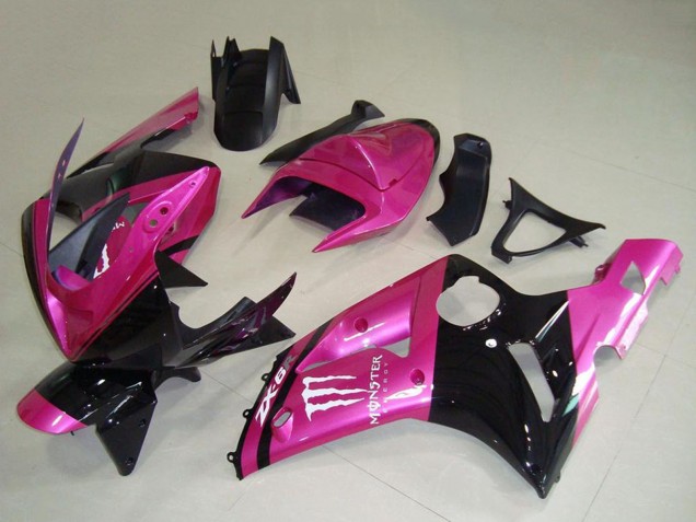 Carena Moto Kawasaki ZX6R 2003-2004 - Rosa Nero Bianco Mostro
