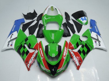 Carena Moto Kawasaki ZX6R 2005-2006 - Bianco Verde Rosso Blu Nero Motocard Fabbrica