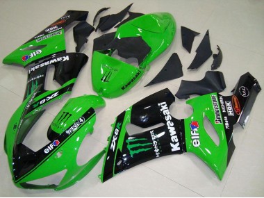 Carena Moto Kawasaki ZX6R 2005-2006 - Verde Nero Lucido Elf Mostro Fabbrica