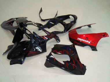 Carena Moto Kawasaki ZX9R 2000-2001 - Nero Lucido Rosso Fiamma Fabbrica