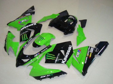 Carena Moto Kawasaki ZX10R 2004-2005 - Verde Nero Mostro Elf Fabbrica