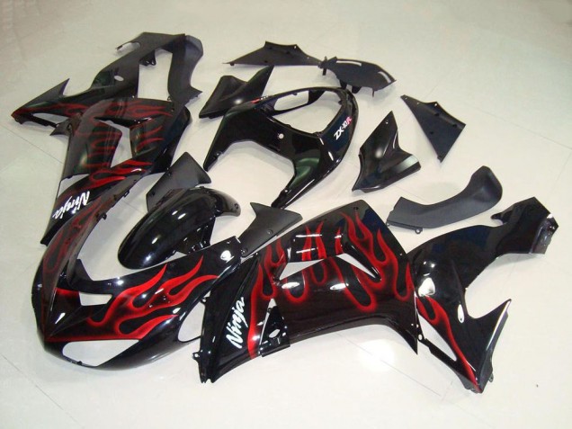 Carena Moto Kawasaki ZX10R 2006-2007 - Nero Lucido Rosso Fiamma