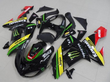 Carena Moto Kawasaki ZX10R 2006-2007 - Nero Lucido Rosso Giallo Verde Mostro Fabbrica