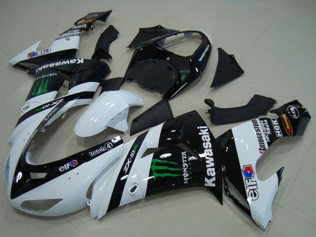 Carena Moto Kawasaki ZX10R 2006-2007 - Bianco Nero Lucido Verde Elf Mostro
