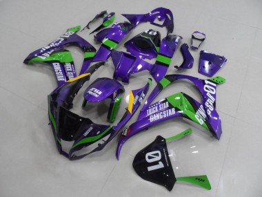 Carena Moto Kawasaki ZX10R 2011-2015 - Viola Verde Nero Bianco Trick Star Gangstar Eva Corsa 01 Fabbrica