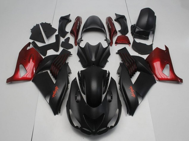 Carena Moto Kawasaki ZX14R ZZR1400 2006-2011 - Nero Opaco Rosso Ninja