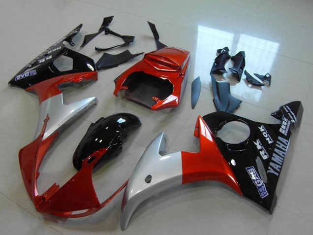 Carena Moto Yamaha YZF R6 2003-2004 - Rosso Argento Nero Lucido