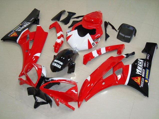 Carena Moto Yamaha YZF R6 2006-2007 - Rosso Bianco Nero Lucido Motul