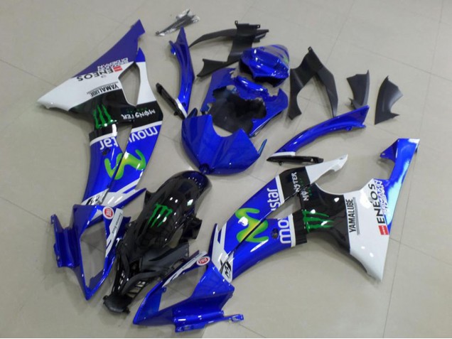 Carena Moto Yamaha YZF R6 2008-2016 - Bianco Blu Nero Lucido Verde Mostro MoviStar