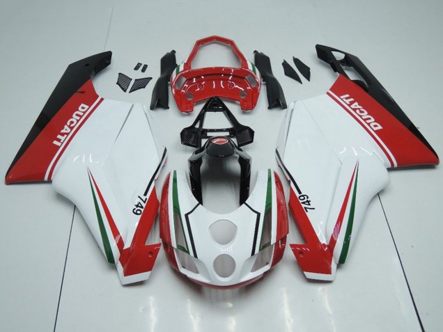 Carena Moto Ducati 749 2003-2004 - Bianco Rosso Verde Nero Lucido