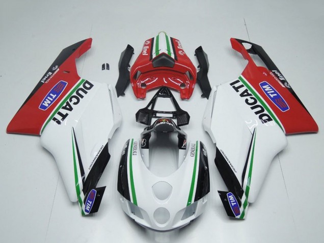 Carena Moto Ducati 749 999 2005-2006 - Bianco Rosso Verde Nero Lucido Enel Generali Tim