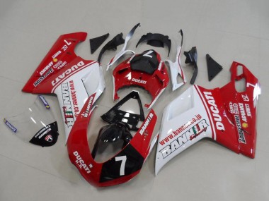 Carena Moto Ducati 848 1098 1198 2007-2014 - Bianco Rosso Nero Lucido Banner 7 Fabbrica
