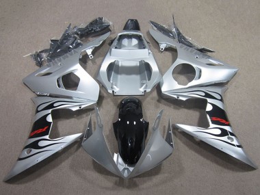 Carena Moto Yamaha YZF R6 2003-2004 - Argento Nero Lucido Fiamma Fabbrica