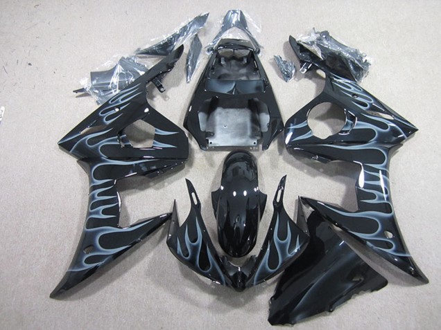 Carena Moto Yamaha YZF R6 2003-2004 - Nero Lucido Argento Fiamma