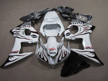 Carena Moto Yamaha YZF R6 2003-2004 - Bianco Nero Lucido Fiamma Squalo Fabbrica