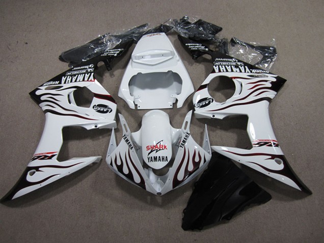 Carena Moto Yamaha YZF R6 2003-2004 - Bianco Nero Lucido Fiamma Squalo