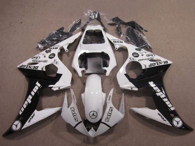 Carena Moto Yamaha YZF R6 2003-2004 - Bianco Nero Lucido Jordan Dunlop