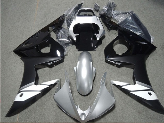Carena Moto Yamaha YZF R6 2003-2004 - Bianco Argento Nero Lucido Nero Opaco