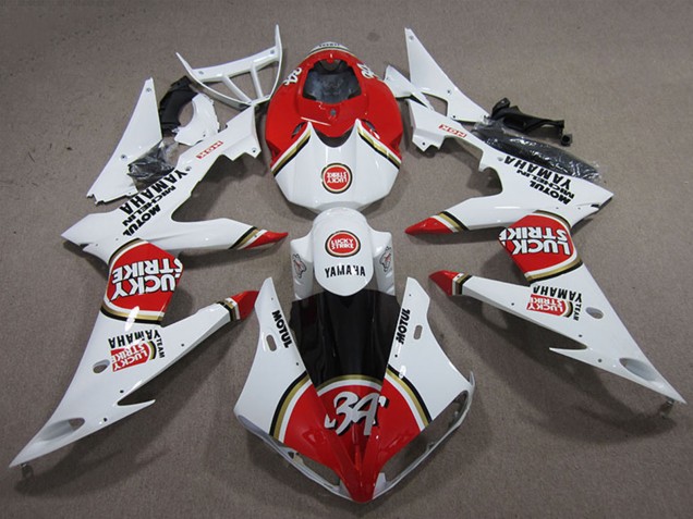 Carena Moto Yamaha YZF R6 2008-2016 - Bianco Rosso Lucky Strike