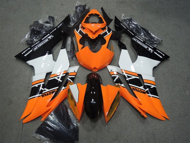 Carena Moto Yamaha YZF R6 2008-2016 - Arancia Bianco Nero Lucido Motul