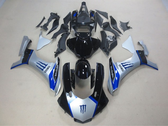 Carena Moto Yamaha YZF R1 2015-2019 - Argento Blu Nero Lucido Mostro