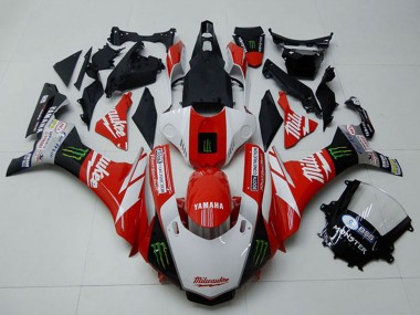 Carena Moto Yamaha YZF R1 2015-2019 - Bianco Rosso Nero Verde Mostro Milwaukee Fabbrica