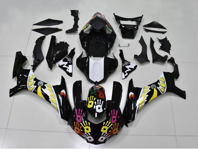 Carena Moto Yamaha YZF R1 2015-2019 - Nero Bianco Giallo Rosa Squalo