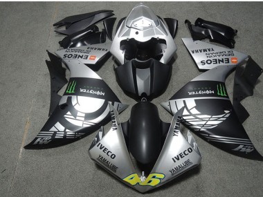 Carena Moto Yamaha YZF R1 2009-2011 - Argento Nero Opaco Verde Mostro Iveco Yamalube ENEOS Semakin Didepan Fabbrica