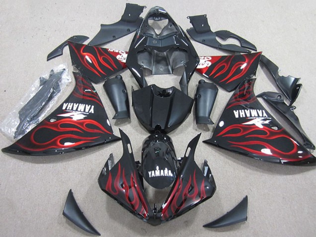 Carena Moto Yamaha YZF R1 2012-2014 - Nero Lucido Rosso Fiamma