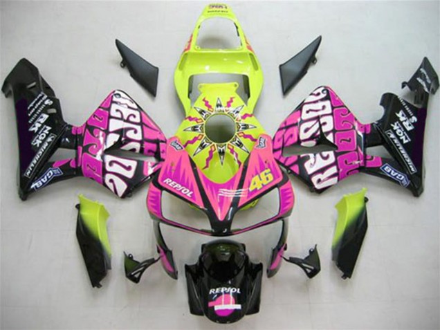 Carena Moto Honda CBR600RR 2003-2004 - Giallo Rosa Nero Lucido Valentino Rossi