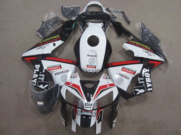 Carena Moto Honda CBR600RR 2005-2006 - Bianco Rosso Nero Star Lock Playboy