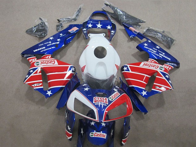 Carena Moto Honda CBR600RR 2005-2006 - Bianco Rosso Blu Cycle World Castrol