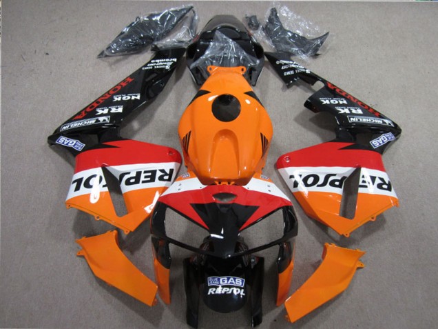 Kit Carena Moto Completo Honda CBR600RR 2005-2006 - Arancia Bianco Rosso Nero Lucido Repsol