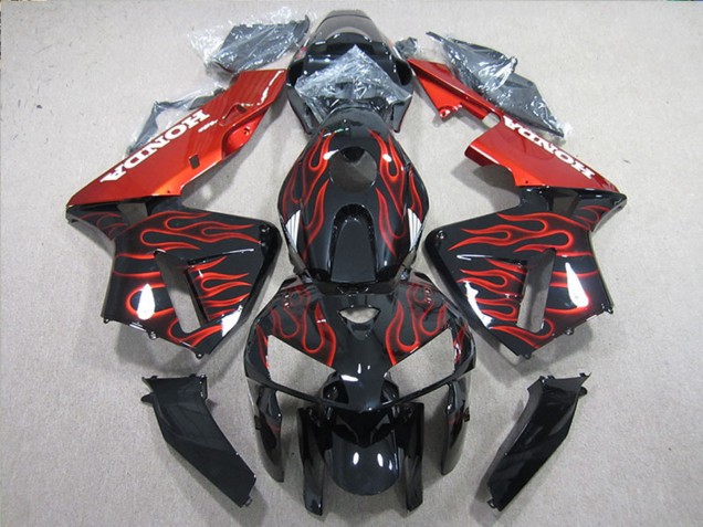 Kit Carena Moto ABS Honda CBR600RR 2005-2006 - Nero Lucido Rosso Fiamma