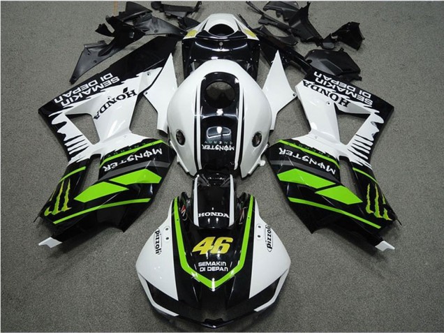 Carene Moto Honda CBR600RR 2013-2026 - Bianco Verde Nero Lucido Semakin Didepan Mostro