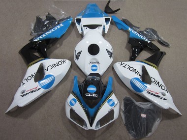 Carena Moto Honda CBR1000RR 2006-2007 - Bianco Azzurro Chiaro Nero Lucido Konica Minolta Fabbrica