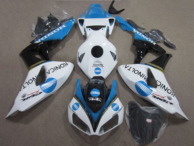 Carena Moto Honda CBR1000RR 2006-2007 - Bianco Azzurro Chiaro Nero Lucido Konica Minolta