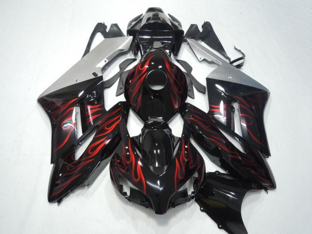 Carena Moto Honda CBR1000RR 2004-2005 - Argento Nero Lucido Rosso Fiamma