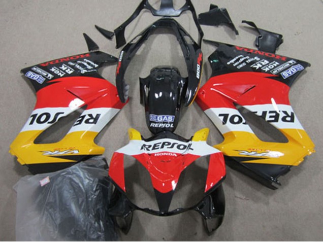 Carena Moto Honda VFR 800 2002-2013 - Giallo Bianco Rosso Nero Lucido Repsol