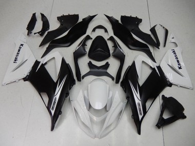 Kit Carena Moto Completo Kawasaki ZX6R 2013-2018 - Bianco Nero Opaco Fabbrica