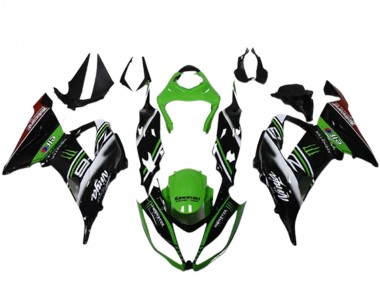 Carena Moto Kawasaki ZX6R 2013-2018 - Verde Nero Bianco Elf Mostro Fabbrica