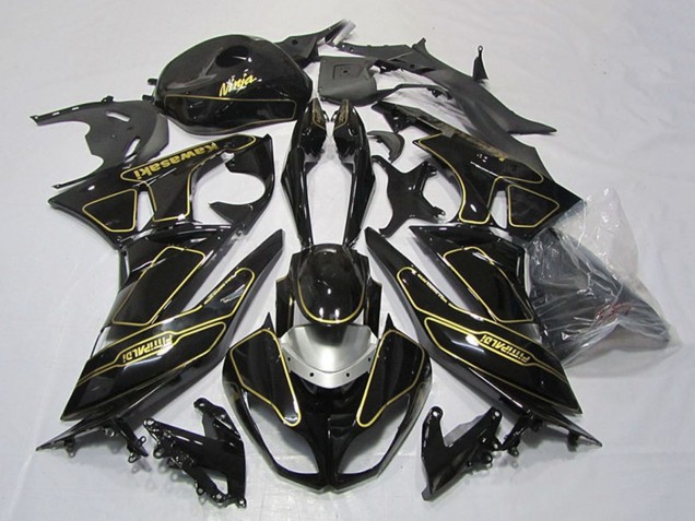 Carena Moto Kawasaki ZX6R 2009-2012 - Nero Lucido Argento Oro