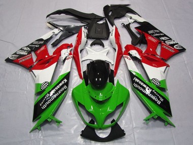Carena Moto Kawasaki ZX6R 2009-2012 - Bianco Rosso Verde Nero Lucido Fabbrica