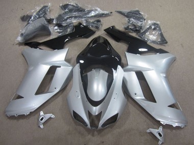 Carena Moto Kawasaki ZX6R 2007-2008 - Argento Nero Fabbrica