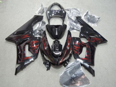 Carena Moto Kawasaki ZX6R 2005-2006 - Nero Lucido Rosso Fiamma Fabbrica