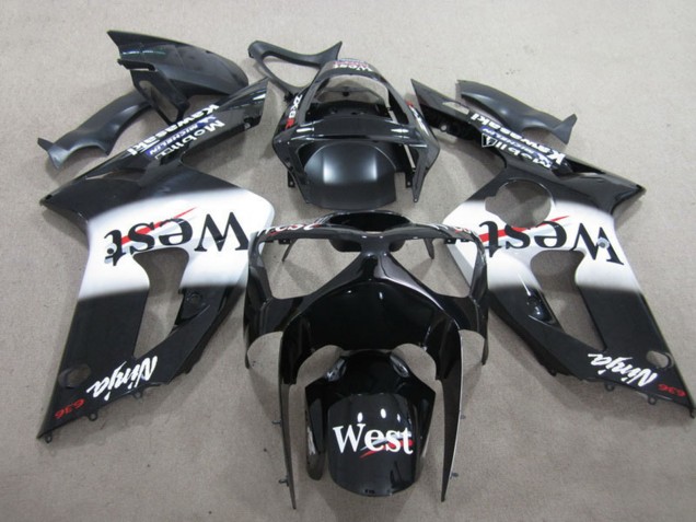Carena Moto Kawasaki ZX6R 2003-2004 - Nero Lucido Bianco West