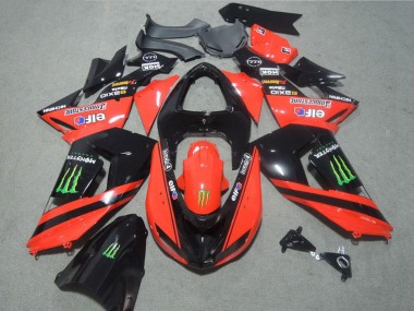 Carena Moto Kawasaki ZX10R 2006-2007 - Rosso Nero Lucido Verde Elf Touch4 Mostro Fabbrica