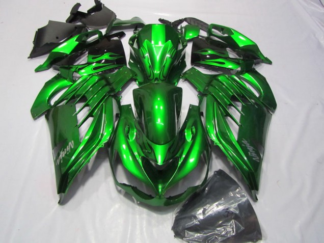 Carena Moto Kawasaki ZX14R ZZR1400 2012-2024 - Verde Nero Lucido Argento Ninja