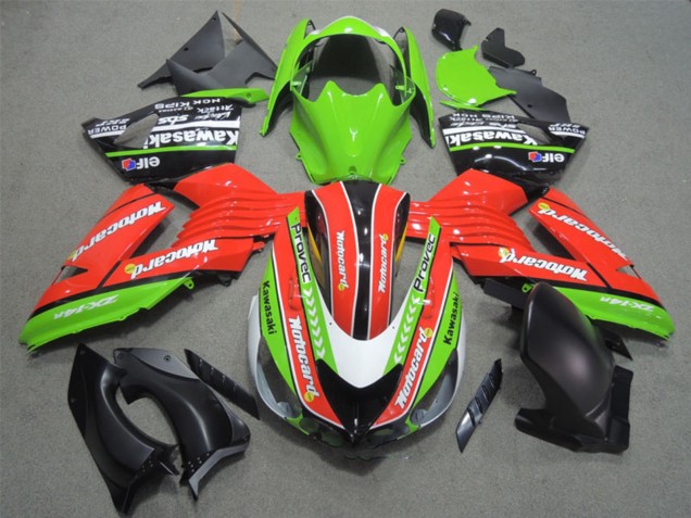 Carena Moto Kawasaki ZX14R ZZR1400 2006-2011 - Verde Rosso Bianco Nero Elf Motocard
