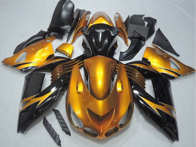 Carena Moto Kawasaki ZX14R ZZR1400 2006-2011 - Oro Nero Lucido